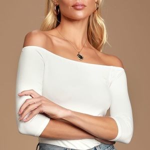 Lulus White Upstage Off Shoulder Top - Small